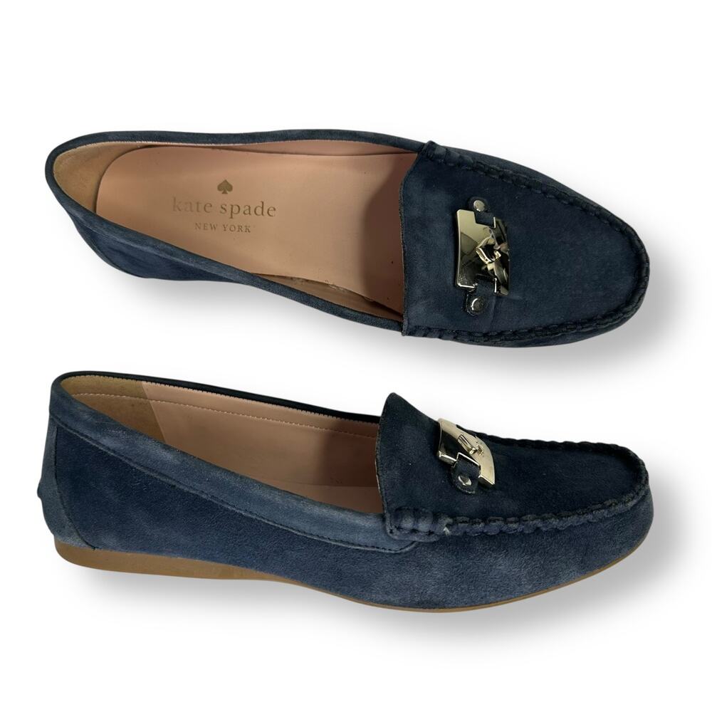 Kate Spade New York Women's Carmen Loafers Size 7.5 B Navy Blue Driving Loafer